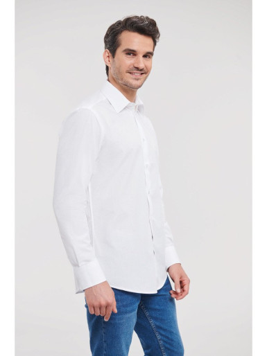RUSSELL men's LS Po-Ct Tail Pop Shirt
