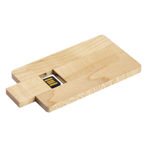 CREDIT CARD WOOD, beige, 16GB