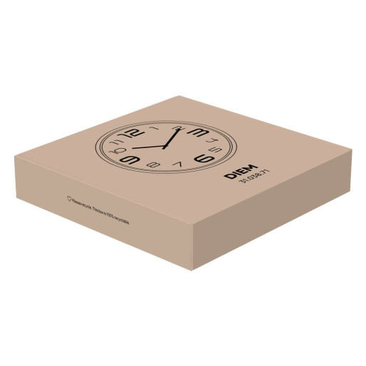 DIEM, wooden wall clock, requires one aa battery, battery not included, beige