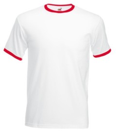 Fruit of the Loom, Valueweight Ringer T, men's double-breasted cotton T-shirt