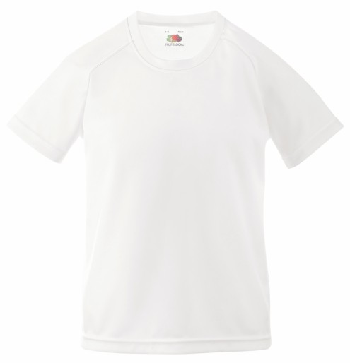 Fruit of the Loom, Performance, Men's Kids Sports T-shirt, White, 7-8