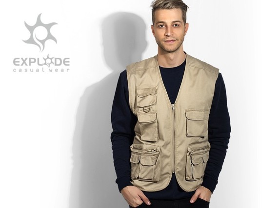 SHOOTER, multi-purpose vest with pockets, beige