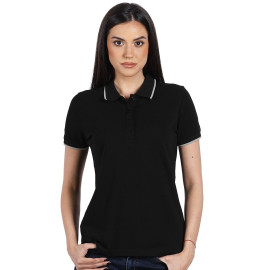 ATLANTIC LADY, women's polo shirt, 190 g/m2, black