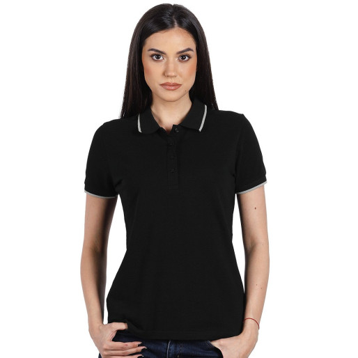 ATLANTIC LADY, women's polo shirt, 190 g/m2, black