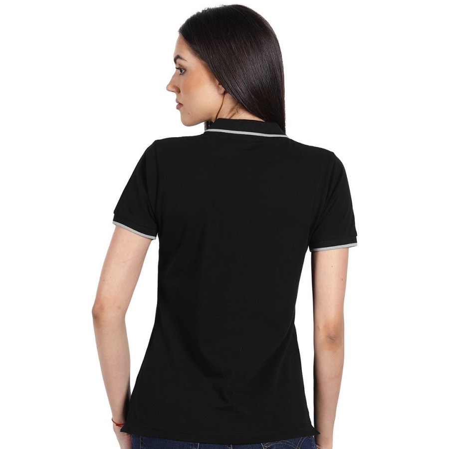 ATLANTIC LADY, women's polo shirt, 190 g/m2, black