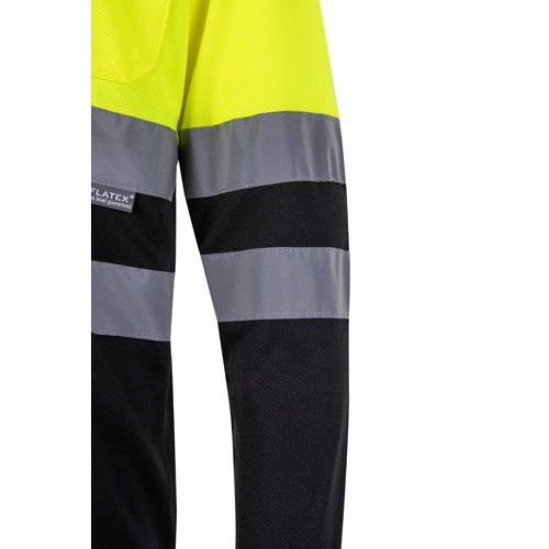 VL VULCAN LARGE. Bird-eye dvobojna polo majica (160g/m²) sa dugim rukavima, od poliestera (100%)