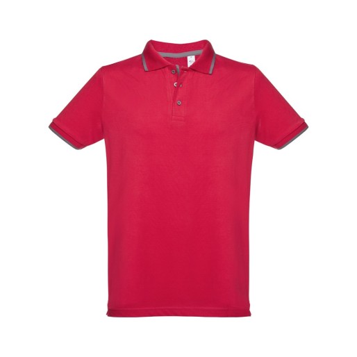 THC ROME. Muška slim polo majica, crvena/siva