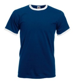 Fruit of the Loom, Valueweight Ringer T, men's double-breasted cotton T-shirt