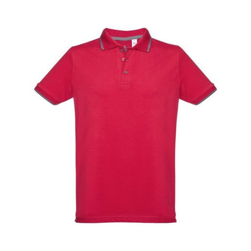 THC ROME. Muška slim polo majica, crvena/siva