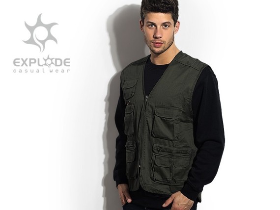 SHOOTER, multi-purpose vest with pockets, olive green