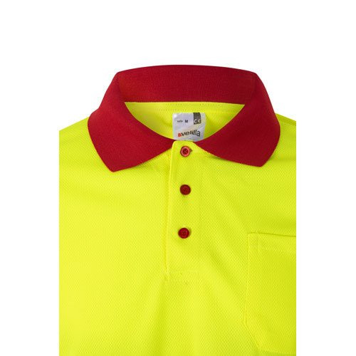 VL VULCAN LARGE. Two-tone bird-eye polo shirt (160g/m²) with long sleeves, in polyester (100%)