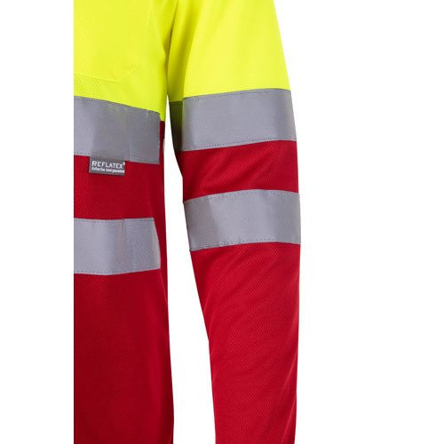 VL VULCAN LARGE. Bird-eye dvobojna polo majica (160g/m²) sa dugim rukavima, od poliestera (100%)