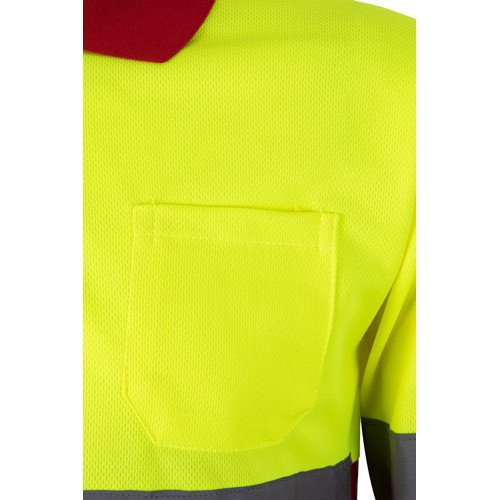 VL VULCAN LARGE. Bird-eye dvobojna polo majica (160g/m²) sa dugim rukavima, od poliestera (100%)