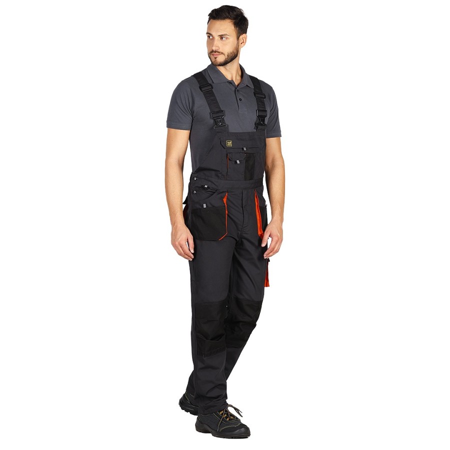 HAMMER BIB PANTS, working bib pants, dark gray