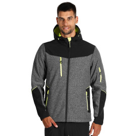 PANTHER GREY JACKET, softshell hooded jacket, neon yellow