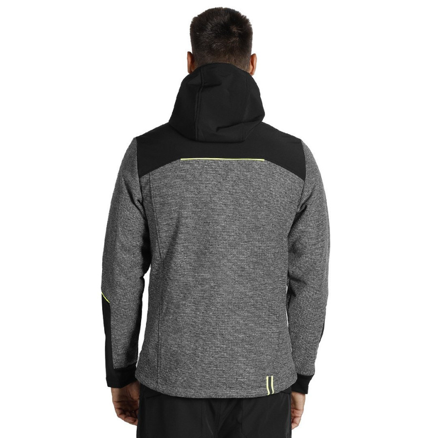 PANTHER GREY JACKET, softshell hooded jacket, neon yellow
