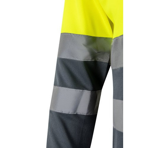 VL VULCAN LARGE. Bird-eye dvobojna polo majica (160g/m²) sa dugim rukavima, od poliestera (100%)