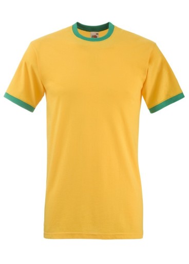 Fruit of the Loom, Valueweight Ringer T, men's double-breasted cotton T-shirt