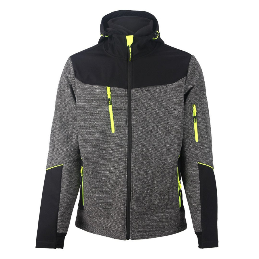 PANTHER GREY JACKET, softshell jakna sa kapuljačom, neon žuta