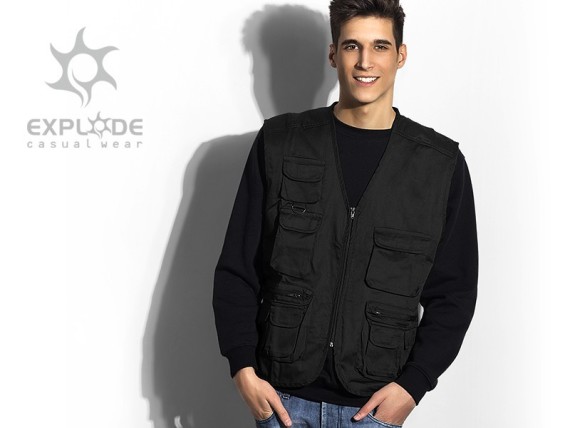 SHOOTER, multi-purpose vest with pockets, black
