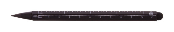 Ruloid inkless pen with ruler