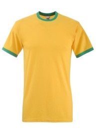 Fruit of the Loom, Valueweight Ringer T, men's double-breasted cotton T-shirt