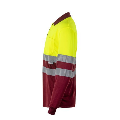 VL VULCAN LARGE. Bird-eye dvobojna polo majica (160g/m²) sa dugim rukavima, od poliestera (100%)