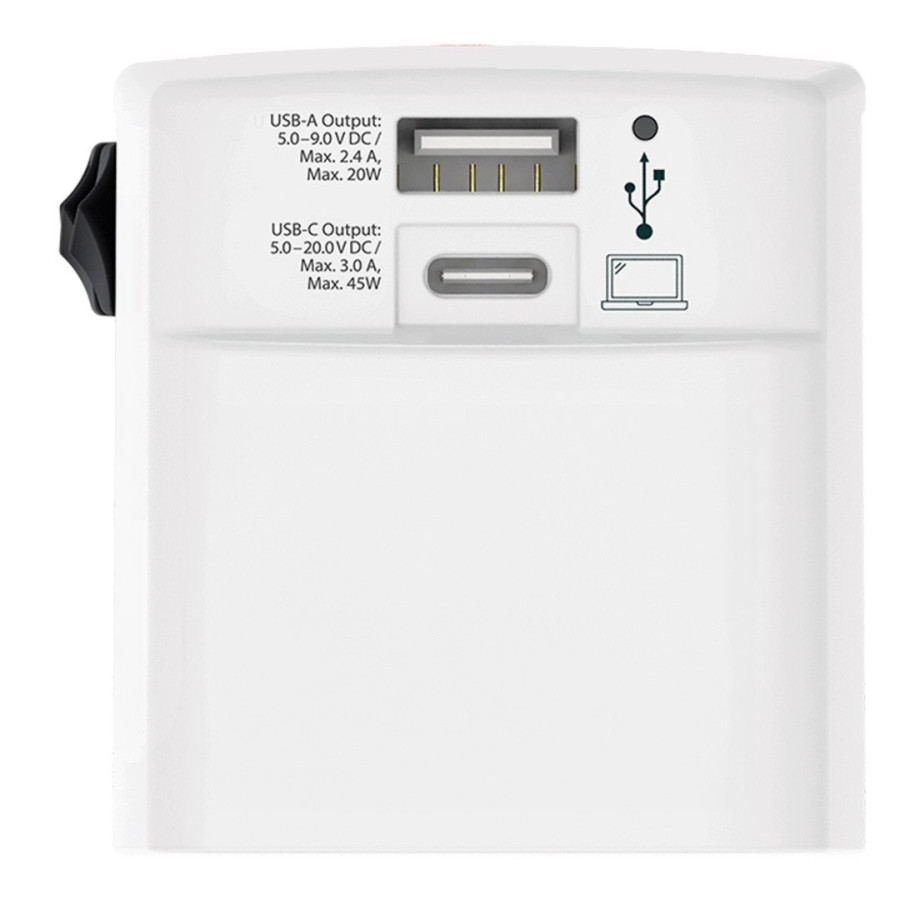 WORLD USB CHARGER AC 45PD, putni multiadapter 45 w, beli