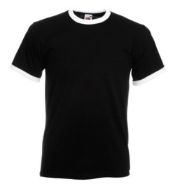 Fruit of the Loom, Valueweight Ringer T, men's double-breasted cotton T-shirt