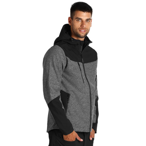 PANTHER GREY JACKET, softshell hooded jacket, black