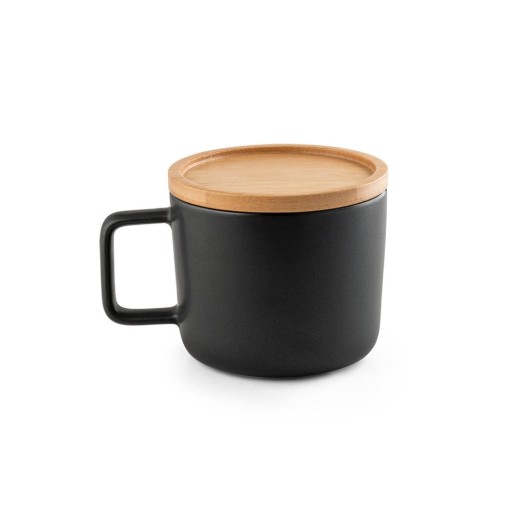 FANGIO. 250 ml ceramic mug with lid and bamboo base