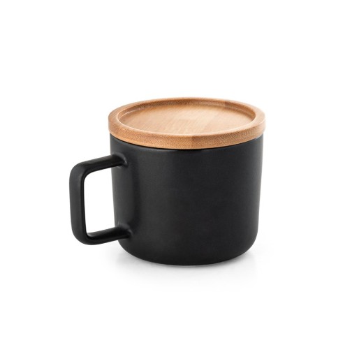 FANGIO. 250 ml ceramic mug with lid and bamboo base