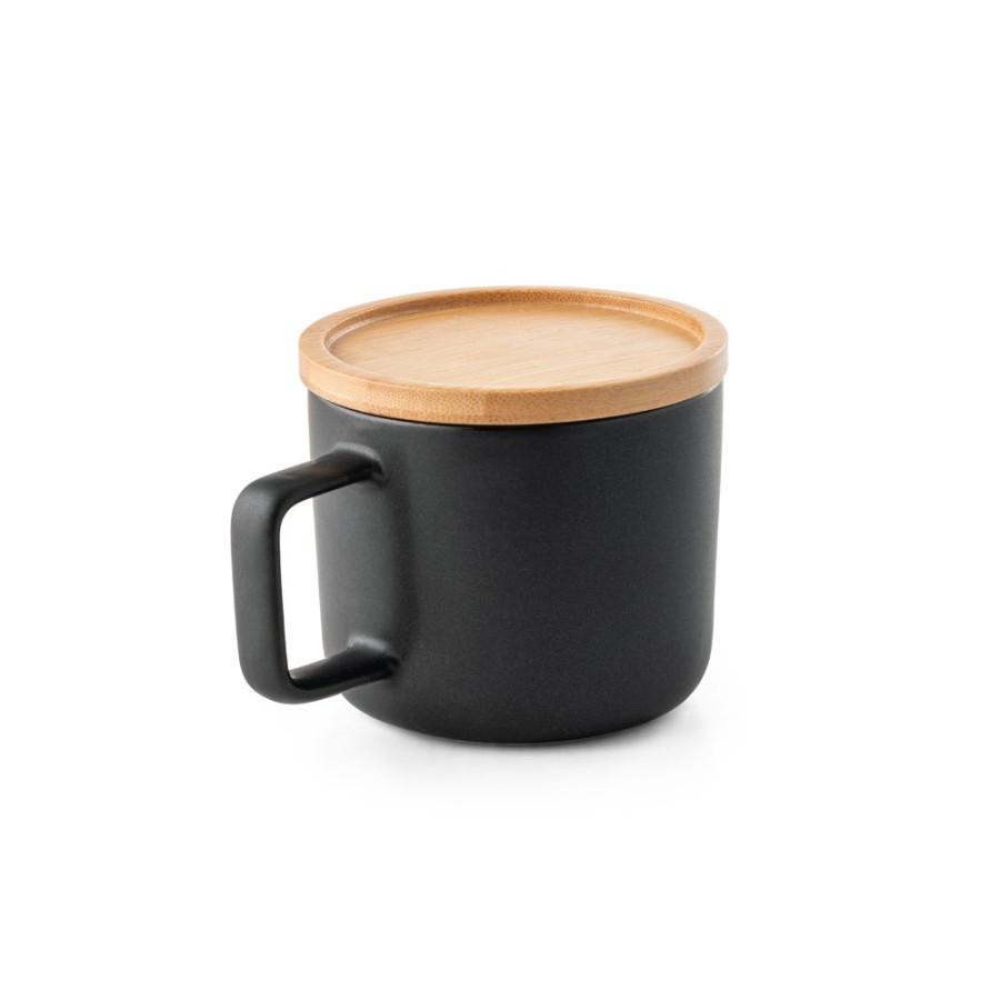 FANGIO. 250 ml ceramic mug with lid and bamboo base