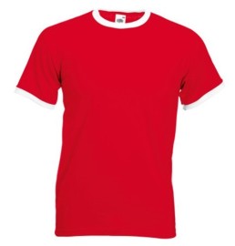Fruit of the Loom, Valueweight Ringer T, men's double-breasted cotton T-shirt