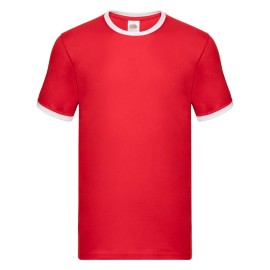 Fruit of the Loom, Valueweight Ringer T, men's double-breasted cotton T-shirt