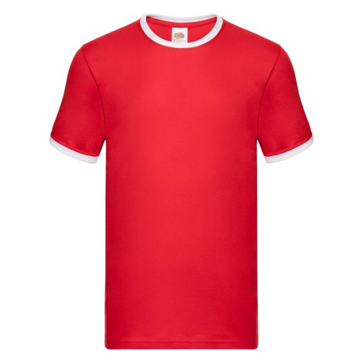 Fruit of the Loom, Valueweight Ringer T, men's double-breasted cotton T-shirt
