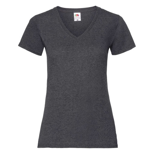 Fruit of the Loom, Ladies Valueweight V-Neck T, ženska majica kratkih rukava na V izrez, tamno pepeljasto siva,M