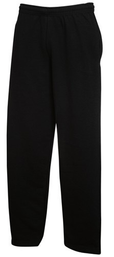 Fruit of the Loom, Classic Open Hem Jog Pants, Flat Tracksuit, Black, 2XL