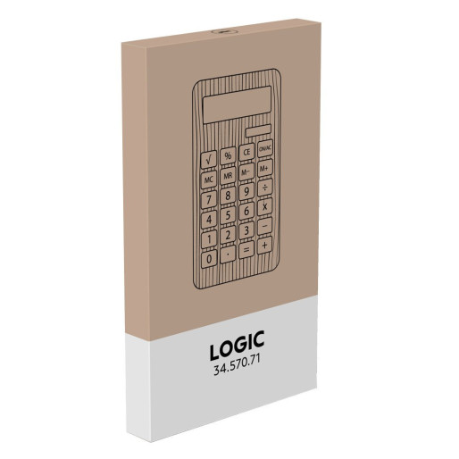 LOGIC, solar powered calculator, 12 digits includes lr1130 battery, beige