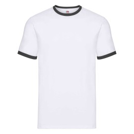 Fruit of the Loom, Valueweight Ringer T, men's double-breasted cotton T-shirt