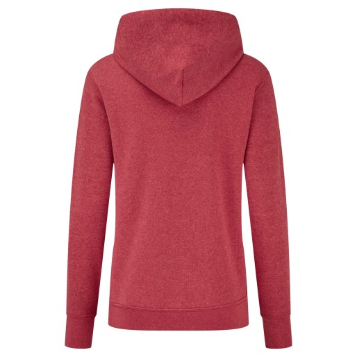Fruit of the Loom, LADIES CLASSIC HOODED SWEAT, ženski duks sa kapuljačom, retro melirana crvena