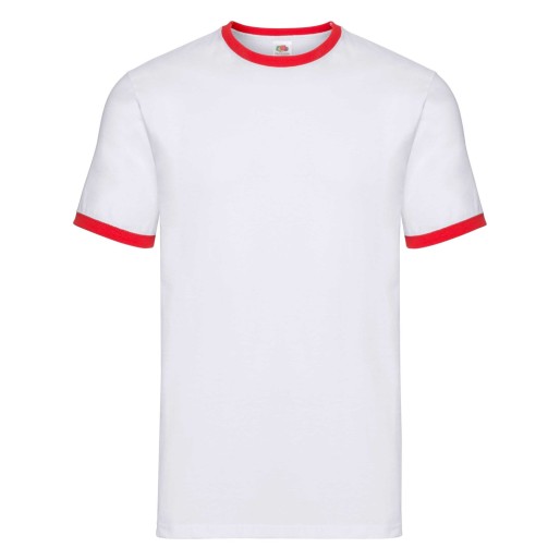 Fruit of the Loom, Valueweight Ringer T, men's double-breasted cotton T-shirt