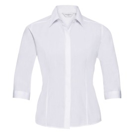 RUSSELL Women's 3 / 4slv Pol-Cot Fit Ppln Shirt