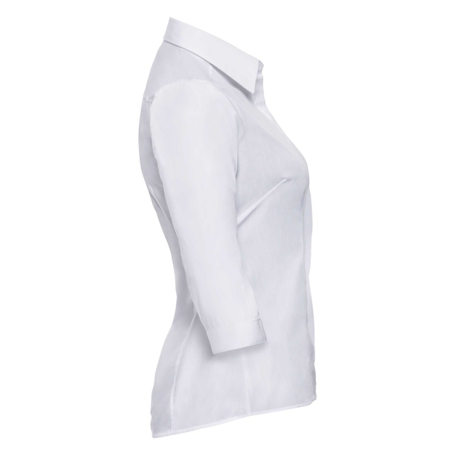 RUSSELL Women's 3 / 4slv Pol-Cot Fit Ppln Shirt