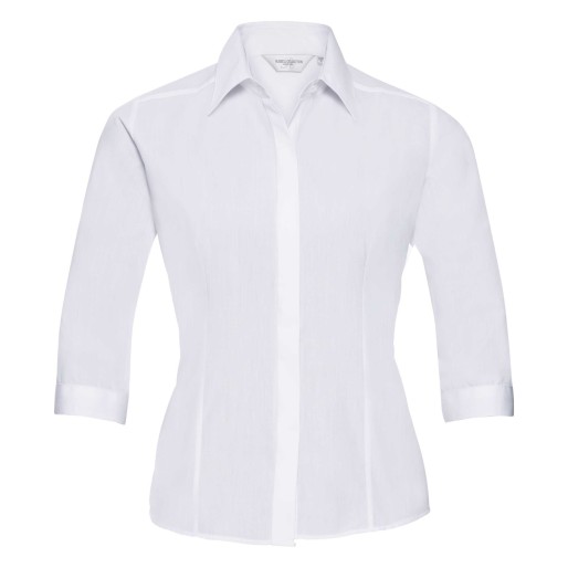 RUSSELL Women's 3 / 4slv Pol-Cot Fit Ppln Shirt
