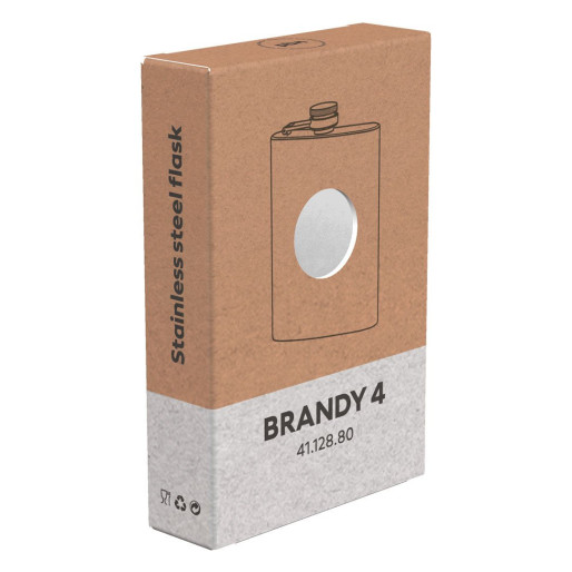 BRANDY 4, metalna pljoska, 115 ml, srebrna