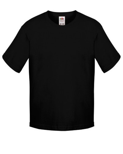 Fruit of the Loom, Sofspun, Men's Short Sleeve Cotton Children's T-shirt, Black, 3-4