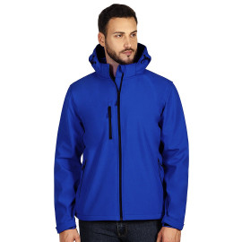 PROTECT MEN, unisex softshell jacket with detachable hood, royal blue