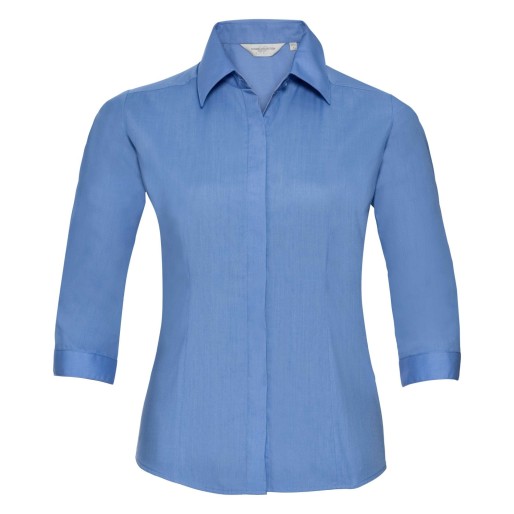 RUSSELL Women's 3 / 4slv Pol-Cot Fit Ppln Shirt