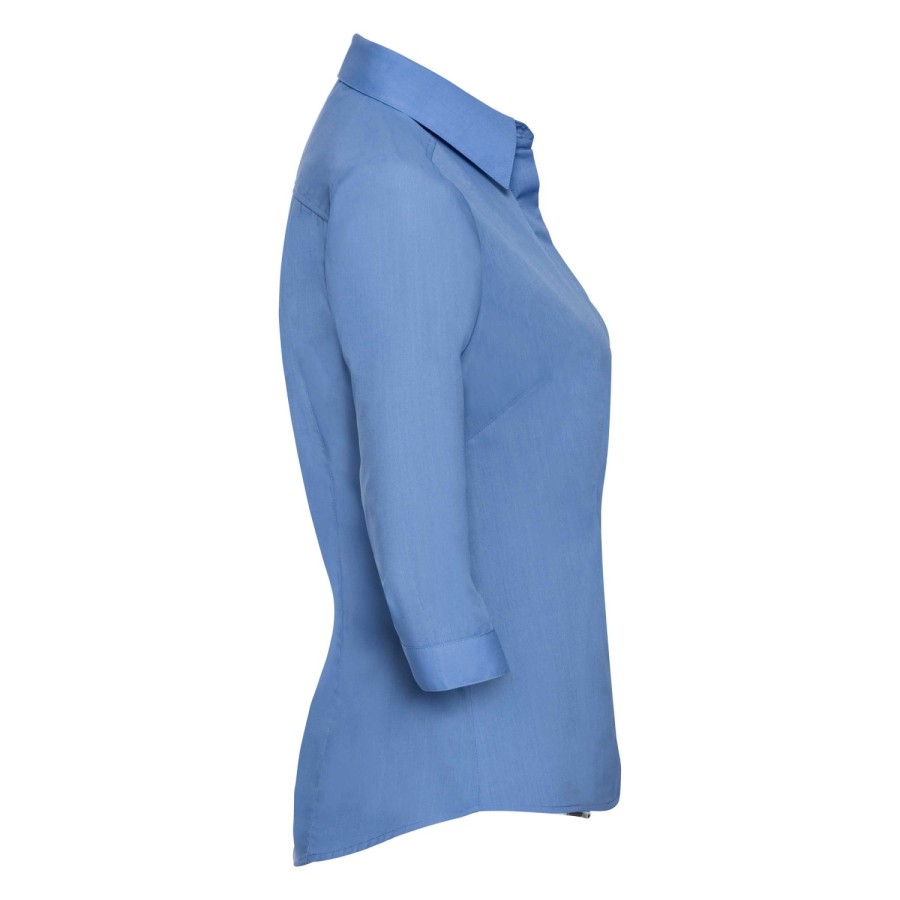 RUSSELL Women's 3 / 4slv Pol-Cot Fit Ppln Shirt